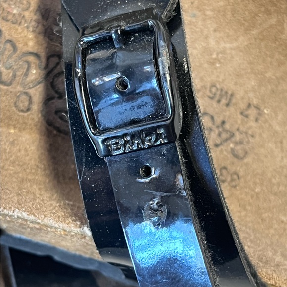 Birkenstock | Birki’s Florida Shiny‎ Black 3 Straps Sandals W7 M5 EU 38 Leather - Picture 11 of 12